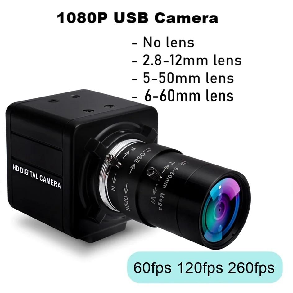 ELP 260fps 120fps 60fps 고속 USB 카메라 1080P 60fps 광학 줌 웹캠 OV4689 UVC PC 카메라(5-50mm 렌즈 포함)